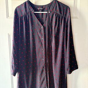 41 Hawthorn Navy Shirt Dress with Red Polka Dots Size L